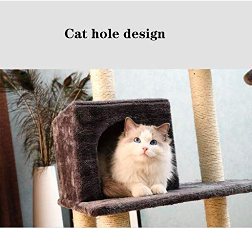 YXZQ Marco de Escalada, Villa de múltiples Capas para Gatos, Pilar de sisal Árbol de Gatos Centro de cuidados de crianza para Gatos Juguete para Mascotas Columna de arañazos para Gatos