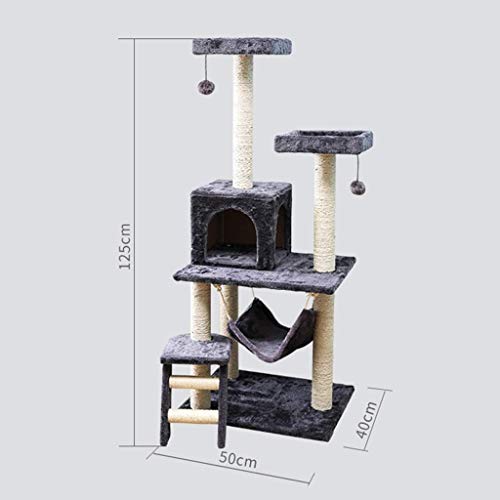 YXZQ Marco de Escalada, Villa de múltiples Capas para Gatos, Pilar de sisal Árbol de Gatos Centro de cuidados de crianza para Gatos Juguete para Mascotas Columna de arañazos para Gatos
