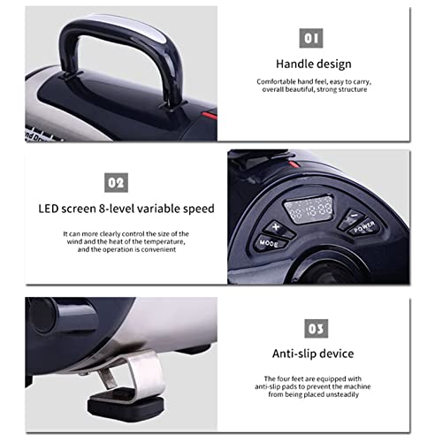 YZT QUEEN Secador De Pelo para Perros 2800W Alta Potencia Y Bajo Ruido Secador De Pelo para Mascotas Secador De Pelo Ajustable con Velocidad De Viento De 8 Niveles con Pantalla LCD,Naranja