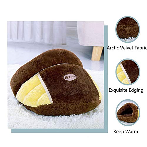 Yzzlh Cama para gatos autocalentable, diseño de rayas, forro polar, para cachorros, pequeños, medianos, gatos, durmiendo, antideslizante, cálida, lavable (M: 43 x 41 x 20 cm, gris)