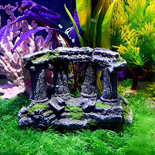 ZAAQ Decoración de Acuario Adorno Acuario de Resina Decoración de Acuario Columna Romana Artificial Ruinas Adornos de Castillo