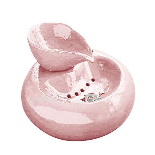 ZAAQ Gatos De Porcelana para Mascotas Dispensador Automático De Agua Alimentador Fuente para Beber De Botellas Recicla Automáticamente La Fuente para Mascotas,Rosado