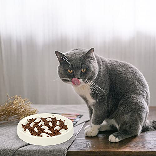 Zaloife Alimentadores Lentos, Lenta Comedero, Comedero Perros Pequeños Antivoracidad, Comedero Gato Interactivo, Tazon Comedero para Mascotas (Blanco)