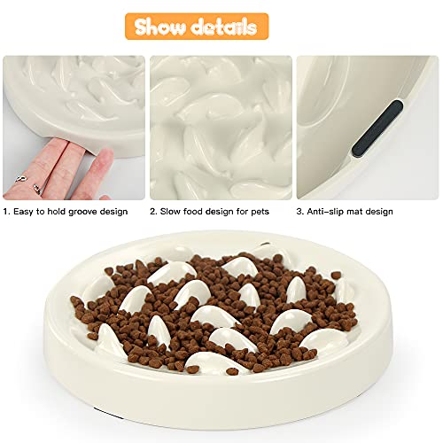 Zaloife Alimentadores Lentos, Lenta Comedero, Comedero Perros Pequeños Antivoracidad, Comedero Gato Interactivo, Tazon Comedero para Mascotas (Blanco)