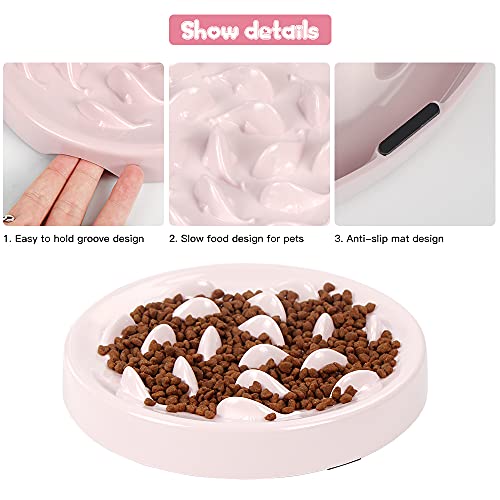 Zaloife Alimentadores Lentos, Lenta Comedero, Comedero Perros Pequeños Antivoracidad, Comedero Gato Interactivo, Tazon Comedero para Mascotas (Rosa)