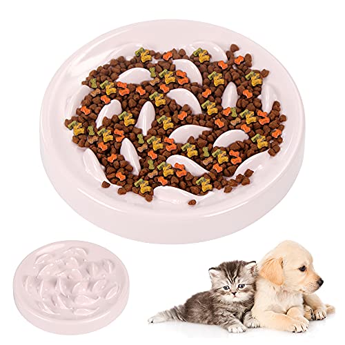 Zaloife Alimentadores Lentos, Lenta Comedero, Comedero Perros Pequeños Antivoracidad, Comedero Gato Interactivo, Tazon Comedero para Mascotas (Rosa)