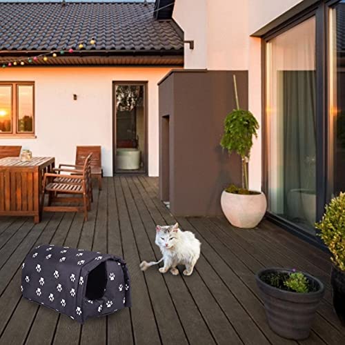 ZANLION Outdoor Cat Houses for Feral Cats,Cat House Thickened Weatherproof Foldable,Cat House for Outdoor Cats in Winter,Outdoor Cat Houses for Feral Cats Weatherproof (Black,M)