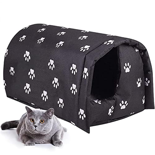 ZANLION Outdoor Cat Houses for Feral Cats,Cat House Thickened Weatherproof Foldable,Cat House for Outdoor Cats in Winter,Outdoor Cat Houses for Feral Cats Weatherproof (Black,M)