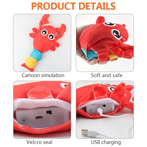 Zayaa Floppy Lobster Cat Toys, USB Juguete eléctrico de Langosta móvil para Gatos Perros, Juguetes interactivos realistas de Catnip para Gatitos, Cachorros, Mascotas