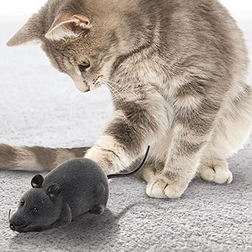 Zayaa Juguetes automáticos para Gatos - Juguete de simulación de Ratones Peludos, 28 cm / 11 Pulgadas Juguete de Control Remoto para Ratones móviles para Gatitos Ejercicio en Interiores y Exteriores