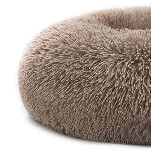 ZCAYIN Cama Redonda para Mascotas Moderna Y Suave De Felpa Gatos O Perros Pequeños Mini Cama Tamaño Mediano Interior Snooze Sleeping Cozy Kitty Teddy Kennel,Blanco,90cm