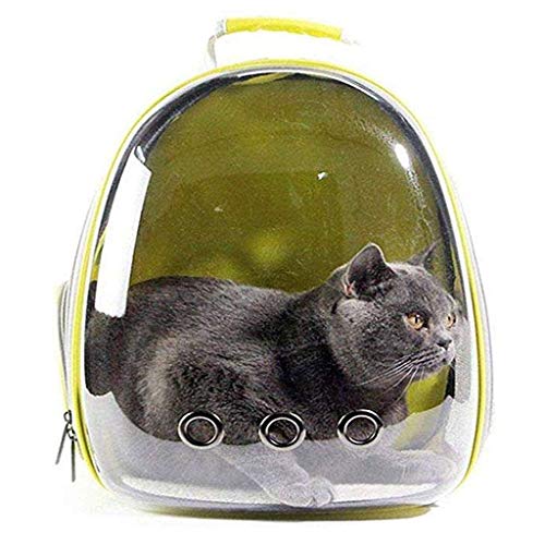 ZDVHM Gato Portador del Perro del Perrito Mochila Cápsula Espacial diseño de Burbuja de 360 ​​Grados portátil Sightseeing Mochila Bolso Transparente del Bolso de Viaje Que acampa (Color : Yellow)
