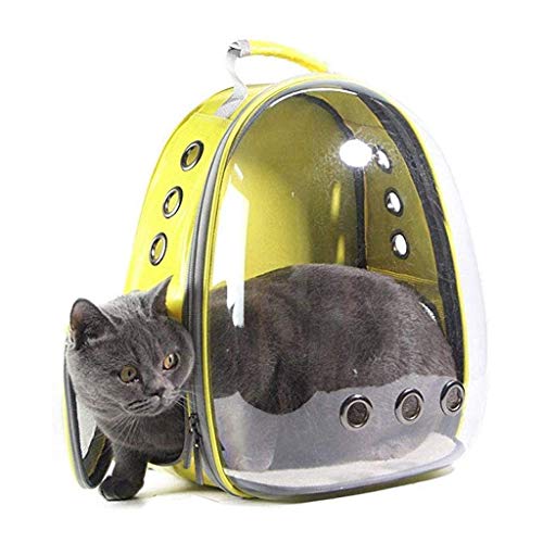 ZDVHM Gato Portador del Perro del Perrito Mochila Cápsula Espacial diseño de Burbuja de 360 ​​Grados portátil Sightseeing Mochila Bolso Transparente del Bolso de Viaje Que acampa (Color : Yellow)