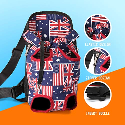 ZDVHM Mochila Animal doméstico del Gato del Perro hacia Fuera portátiles Ajustables cómodas Bolsas Delanteras Manos Libres for Viajar Ligero de la Bandera Nacional de Compras Mochila (Size : L)