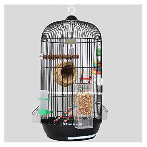 ZHANGJINYISHOP2016 Jaula de pájaro Colgando Loro pájaro Jaula casero Budgerigar Vivo pájaro Jaula Domo cría Jaula Canario Periquito Amor pájaro (Color : Black)