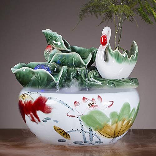 ZHANGJINYISHOP2016 Pecera Hecho a Mano Creativo de cerámica Tanque de Peces Acuario Fuente de Agua humidificación atomizada Sala de Estar Tanque de Peces decoración Acuario (Size : S)