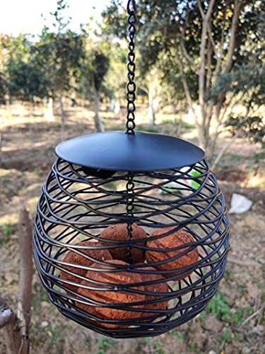 ZHHOOHAG Comedero Pajaros Alimentador de pájaros Salvaje Vintage Al Aire Libre Metal Suspensión Spray Bola de Metal Alimentador de Nido con Cadena Colgante Comedero Pajaros Exterior