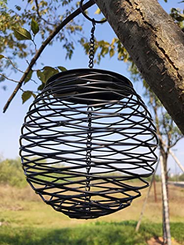 ZHHOOHAG Comedero Pajaros Alimentador de pájaros Salvaje Vintage Al Aire Libre Metal Suspensión Spray Bola de Metal Alimentador de Nido con Cadena Colgante Comedero Pajaros Exterior