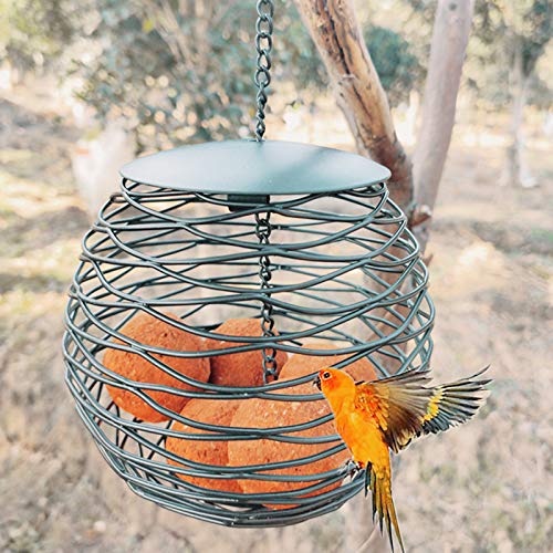 ZHHOOHAG Comedero Pajaros Alimentador de pájaros Salvaje Vintage Al Aire Libre Metal Suspensión Spray Bola de Metal Alimentador de Nido con Cadena Colgante Comedero Pajaros Exterior