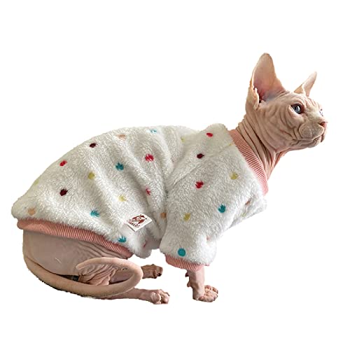 ZHIHAN Ropa de Gato esfinge Gato sin Pelo Devon Camisa de Fondo de Franela suéter cálido, Color 2, S +