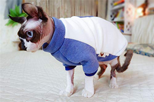 ZHIHAN Sphinx Blue Plus suéter de Terciopelo Anti-Piel sin Piel Ropa de Gato, M, Azul