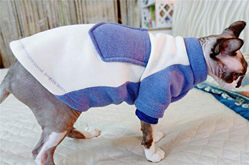 ZHIHAN Sphinx Blue Plus suéter de Terciopelo Anti-Piel sin Piel Ropa de Gato, M, Azul