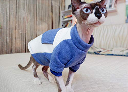 ZHIHAN Sphinx Blue Plus suéter de Terciopelo Anti-Piel sin Piel Ropa de Gato, M, Azul