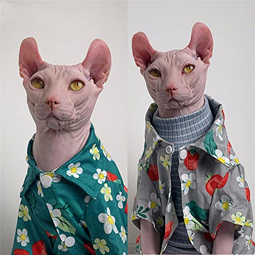ZHIHAN Sphinx Gato Ropa sin Pelo Gato Camisa de Primavera y Verano cárdigan, Gris, XXL