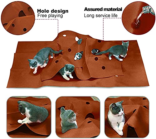 ZHJ MULTIFECCIÓN Cat Actividad Play Mat Cat GAT Play Arruga para Gatos, PANTEL Felt DOFTable Soft Cat Play Mats Pet Cat Manta con Agujeros 120 cm 90 cm Productos para Mascotas