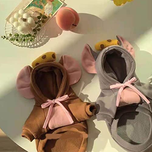 ZHOUBA Suéter para perro, ropa para mascotas, sudadera con capucha para cachorros, ratón de dos patas para mascotas, gatos, con capucha, disfraz para Bulldog pequeño y mediano, gris invierno B M