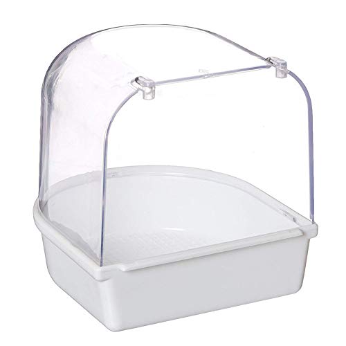 ZHOUBAA Pet Bird Bath Parrot Bañera Transparente Bañera Caja De Ducha Jaula Colgante Decoración para Bañeras De Pájaros, Muffins De Peonía De Piel De Tigre Pájaros Pequeños Blanco