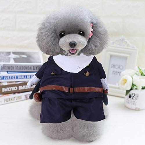 zhuolong Disfraces de Halloween para Mascotas Poliéster Ropa Linda de Halloween para Mascotas Doctor Policía Disfraz Vertical para Gatos Perros(XL-Policía)