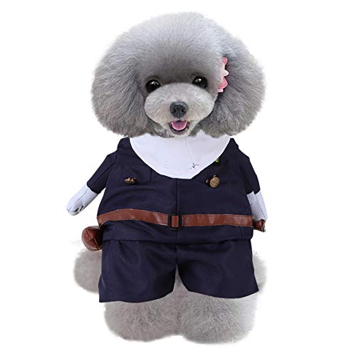 zhuolong Disfraces de Halloween para Mascotas Poliéster Ropa Linda de Halloween para Mascotas Doctor Policía Disfraz Vertical para Gatos Perros(XL-Policía)