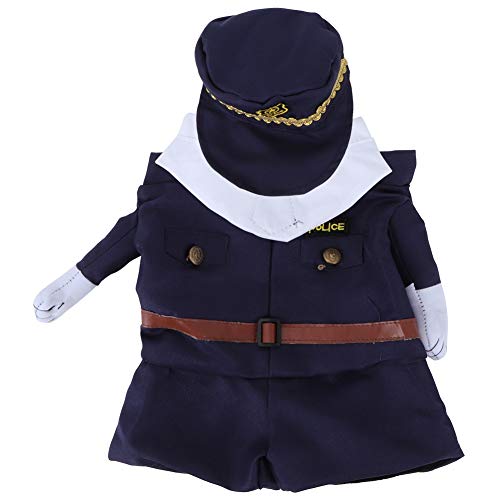 zhuolong Disfraces de Halloween para Mascotas Poliéster Ropa Linda de Halloween para Mascotas Doctor Policía Disfraz Vertical para Gatos Perros(XL-Policía)
