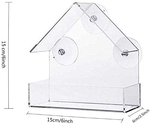 ZHXY Comedero para pájaros Comederos para pájaros a Prueba de Ardillas Comedero para pájaros Grande con 3 ventosas y Bandeja extraíble,Kit de alimentación de Techo de acrílico Flotante Exterior