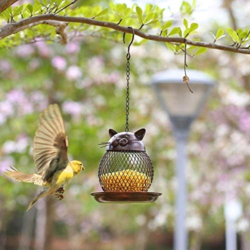 ZHXY Comedero para pájaros Comederos para pájaros a Prueba de Ardillas Estaciones de comederos para pájaros | Comedero Colgante Duradero para pájaros Silvestres,Forma de Gato Vintage para comedero