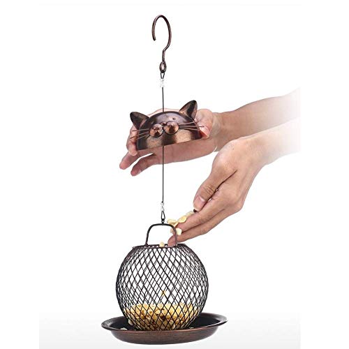 ZHXY Comedero para pájaros Comederos para pájaros a Prueba de Ardillas Estaciones de comederos para pájaros | Comedero Colgante Duradero para pájaros Silvestres,Forma de Gato Vintage para comedero