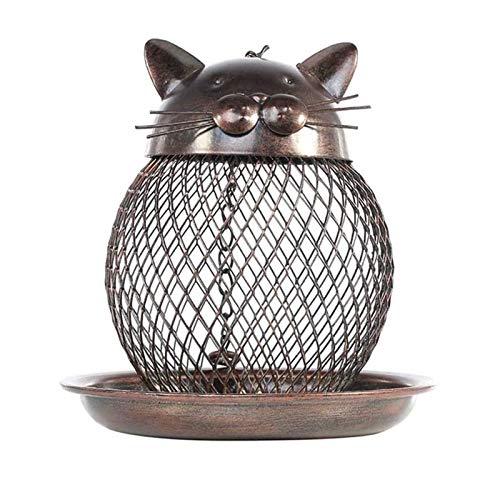 ZHXY Comedero para pájaros Comederos para pájaros a Prueba de Ardillas Estaciones de comederos para pájaros | Comedero Colgante Duradero para pájaros Silvestres,Forma de Gato Vintage para comedero