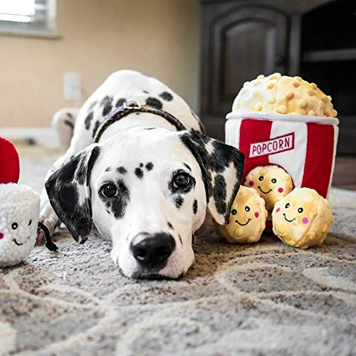 ZippyPaws - Food Miniz, juguete de peluche para perro y reemplazo para madrigueras interactivas - Paquete de 3 palomitas de maíz