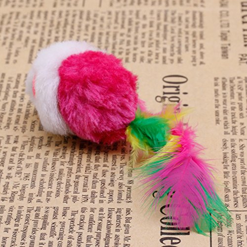 ZIRAN 10 Uds Novedad Mascota Gatito Gato Peludo ratón en Forma de Juguete Pluma Cola Buscar Juguete Regalo Arena para Gatos Entrega al Azar