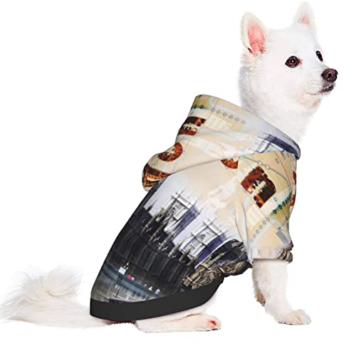 ZISRA Autobús de Cabina telefónica de Londres Impreso Abrigo para Perros de Invierno Ropa para Mascotas para Perros pequeños y medianos con Capucha XS