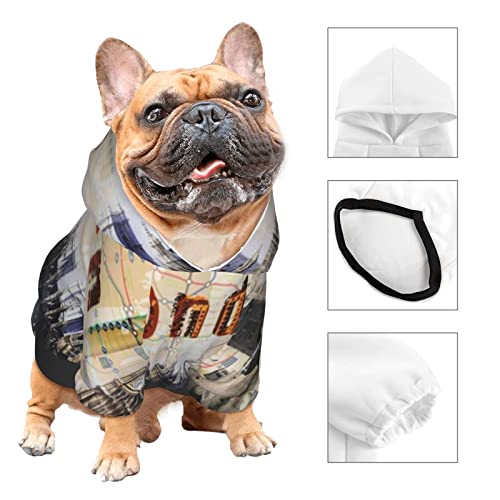 ZISRA Autobús de Cabina telefónica de Londres Impreso Abrigo para Perros de Invierno Ropa para Mascotas para Perros pequeños y medianos con Capucha XS