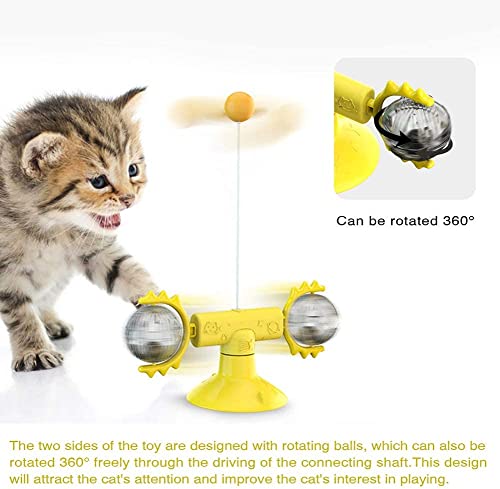 ZJJZ Juguete para Gatos Rueda giratoria Juego de Mesa giratoria para Gatos Suministros para Mascotas Juguete Interactivo Redondo para Gatos(Color:Yellow)