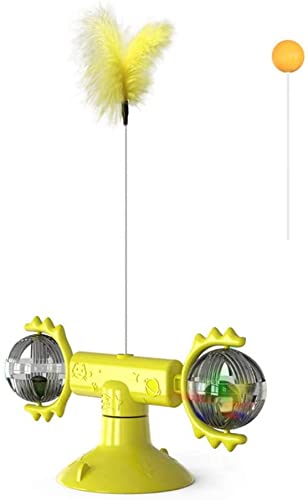 ZJJZ Juguete para Gatos Rueda giratoria Juego de Mesa giratoria para Gatos Suministros para Mascotas Juguete Interactivo Redondo para Gatos(Color:Yellow)