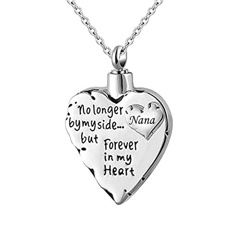 ZJND Colgante Cenizas Cremacion Collar Conmemorativo para Mamá, Papá, Mascota, No Más A Mi Lado para Siempre En La Joyería Colgante De Cremación De Mi Corazón Urna Cenizas Mascota