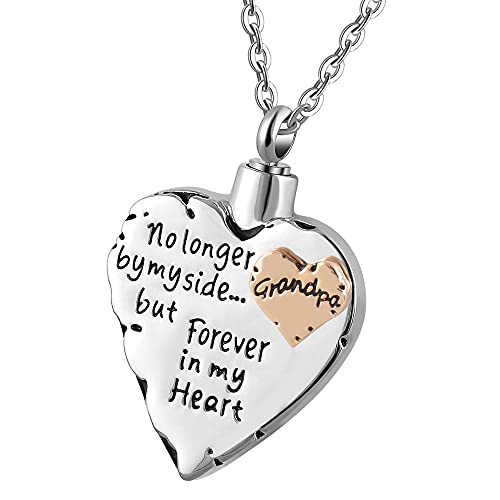 ZJND Colgante para Cenizas Collar conmemorativo para mamá papá Mascota ya no a mi Lado para Siempre en mi corazón cremación Colgante Joyas Urna Cenizas Pequeñas