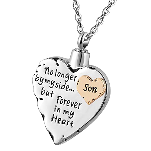 ZJND Colgante para Cenizas Collar conmemorativo para mamá papá Mascota ya no a mi Lado para Siempre en mi corazón cremación Colgante Joyas Urna Cenizas Pequeñas