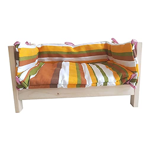 ZLI Camas para Perros Cama de Madera Ortopédica para Mascotas Grandes/Medianas/Pequeñas, Sofá Cama Elevado Deluxe Lounge con Colchón de Rayas, Uso de Four Seasons, Armar (Size : XL(94×56×41.5cm))
