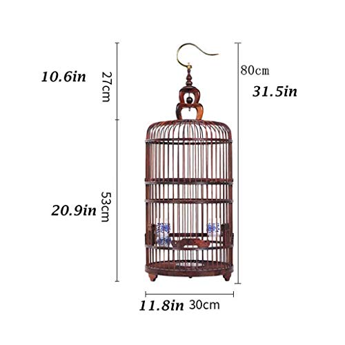 zlw-shop Jaula para Pájaro Jaula de pájaros cáachero Circular pájaro Jaula casa Linterna Madera Talla decoración de Madera Nido de Madera Pajarera (Color : B)