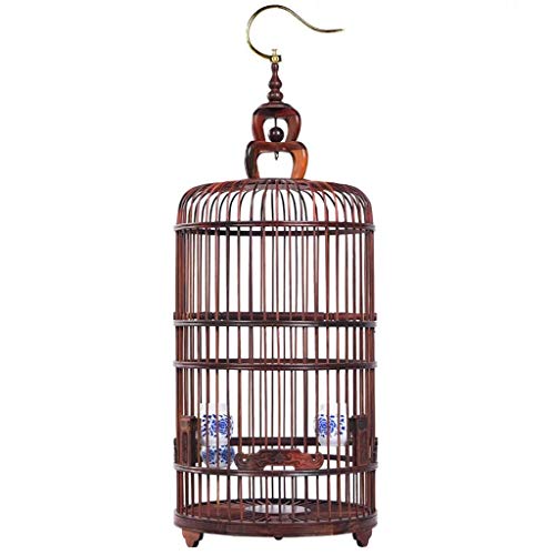zlw-shop Jaula para Pájaro Jaula de pájaros cáachero Circular pájaro Jaula casa Linterna Madera Talla decoración de Madera Nido de Madera Pajarera (Color : B)